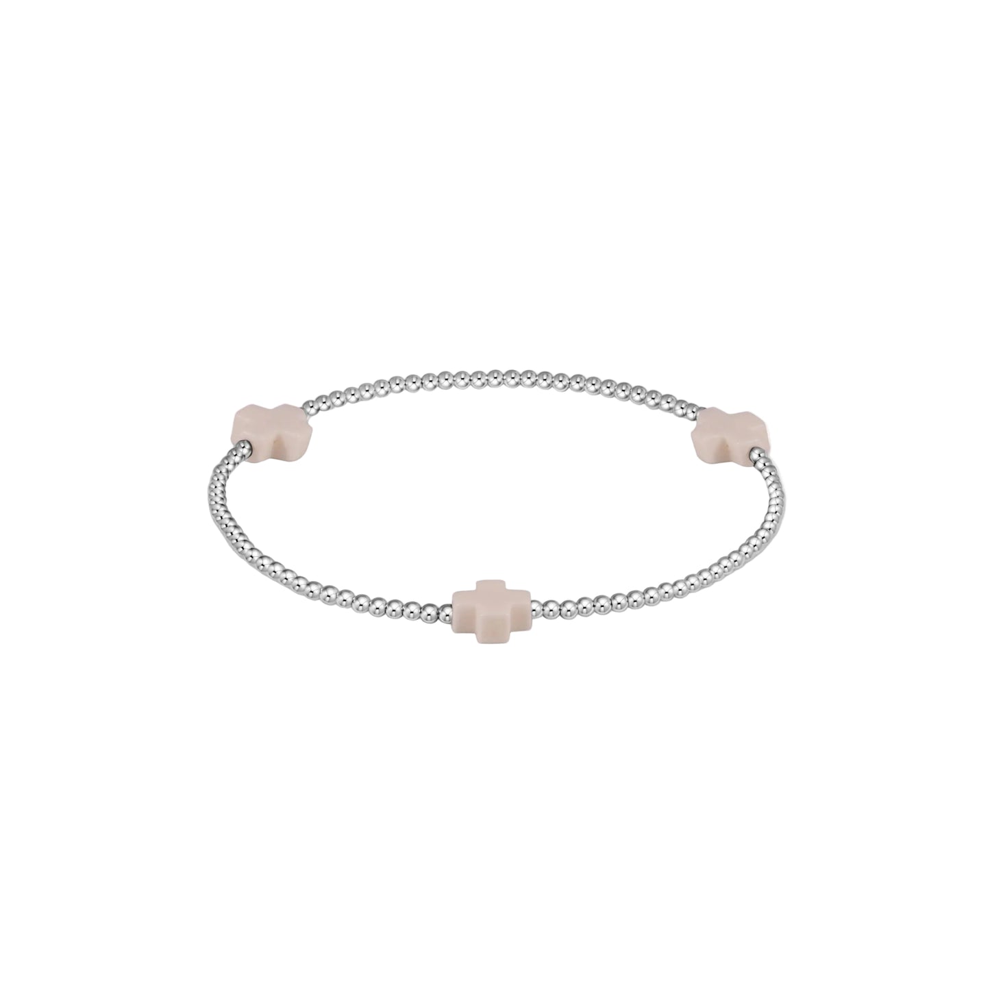 Enewton - Signature Cross Sterling Pattern 2mm Bead Bracelet - Off-White - Findlay Rowe Designs