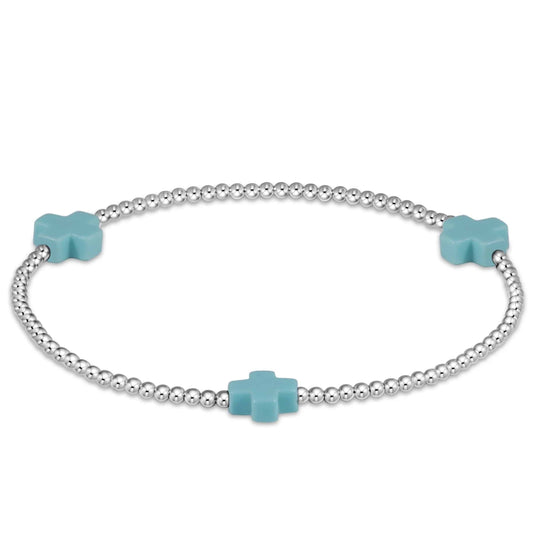 Enewton - Signature Cross Sterling Pattern 2mm Bead Bracelet - Turquoise - Findlay Rowe Designs