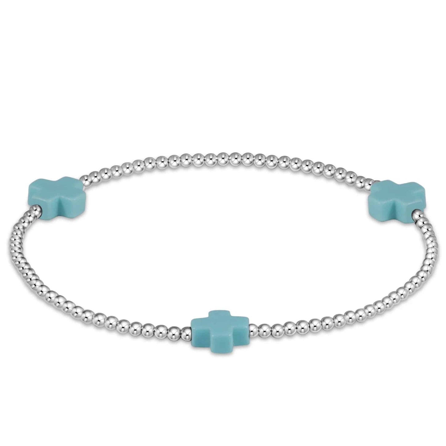 Enewton - Signature Cross Sterling Pattern 2mm Bead Bracelet - Turquoise - Findlay Rowe Designs
