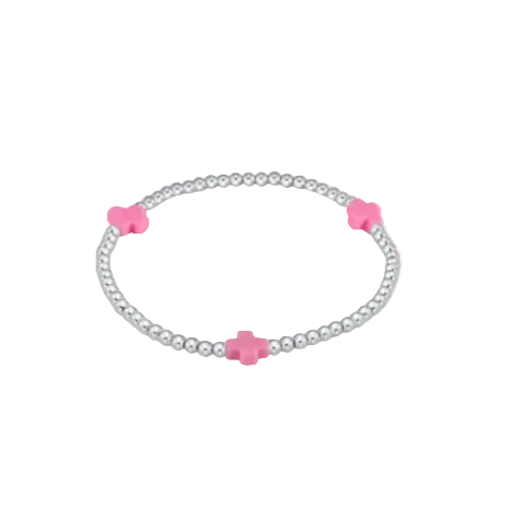 Enewton - Signature Cross Sterling Silver 3mm Bead Bracelet - Bright Pink - Findlay Rowe Designs