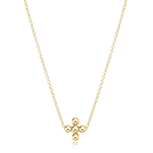 ENEWTON- 16" necklace gold - classic beaded signature cross gold - 3mm bead gold - Findlay Rowe Designs