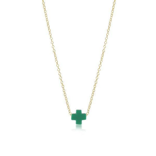 ENEWTON - 16" NECKLACE GOLD - SIGNATURE CROSS, EMERALD - Findlay Rowe Designs