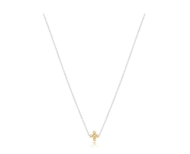 Enewton - 16in Necklace Sterling - Classic Beaded Signature Cross Gold - 3mm Bead Gold - Findlay Rowe Designs