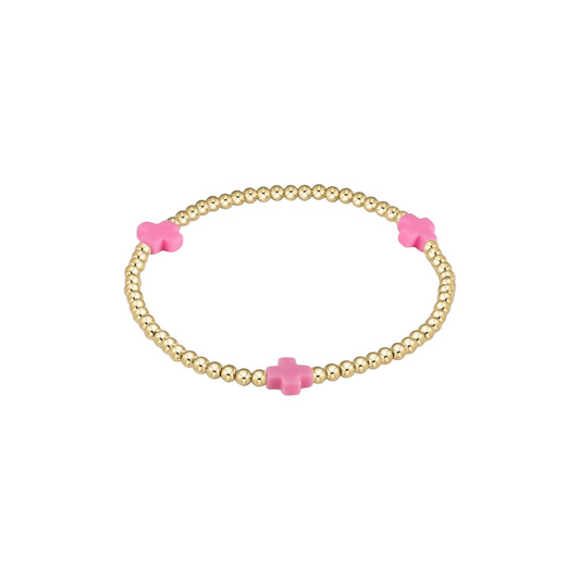 Enewton - Signature Cross Gold 3mm Bead Bracelet - Bright Pink - Findlay Rowe Designs