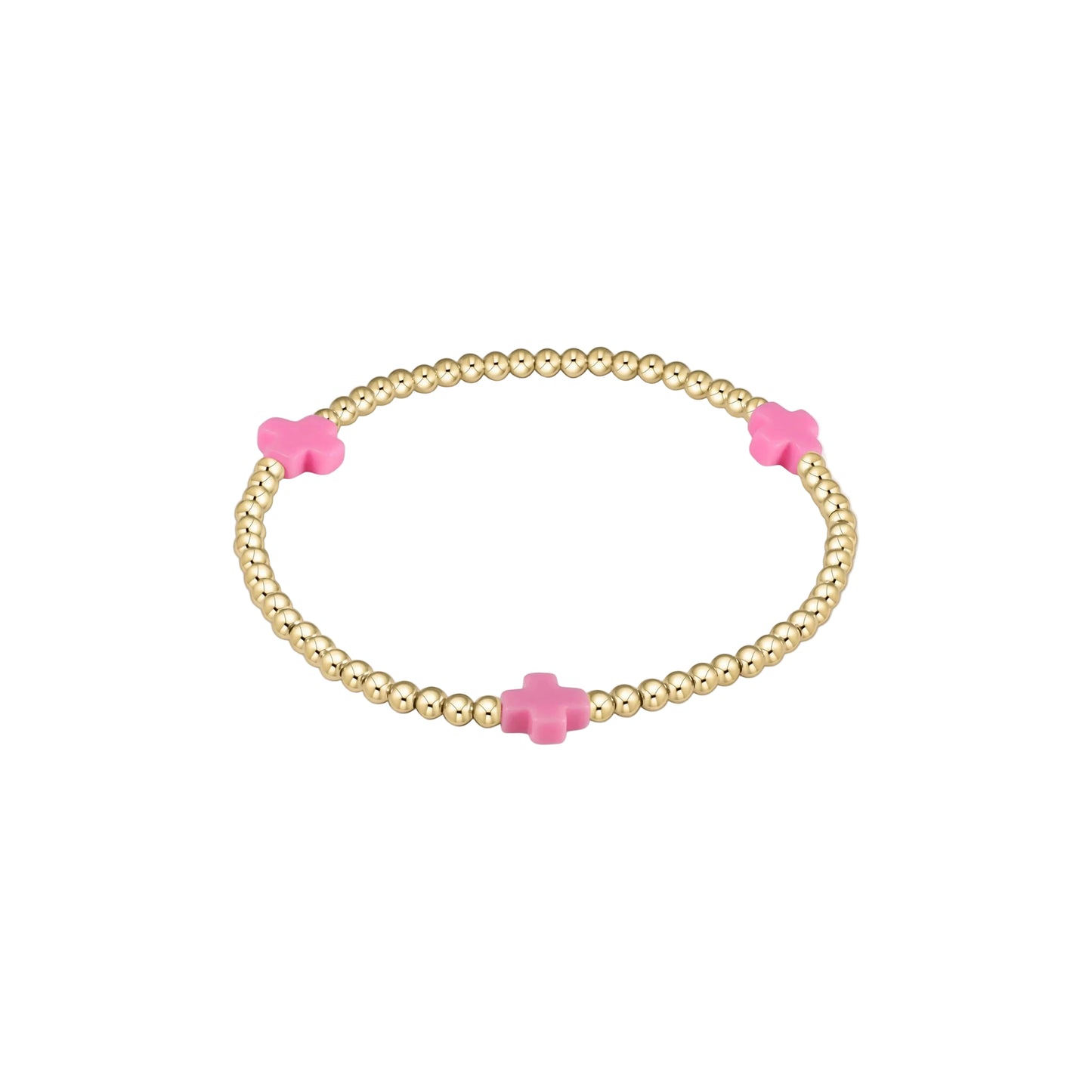 Enewton - Signature Cross Gold 3mm Bead Bracelet - Bright Pink - Findlay Rowe Designs