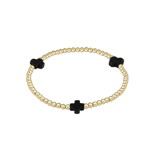 Enewton - Signature Cross Gold 3mm Bead Bracelet - Onyx - Findlay Rowe Designs