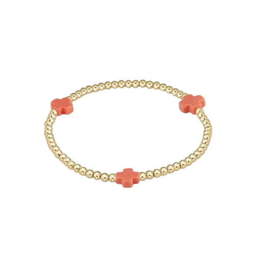 Enewton - Signature Cross Gold 3mm Bead Bracelet - Coral - Findlay Rowe Designs