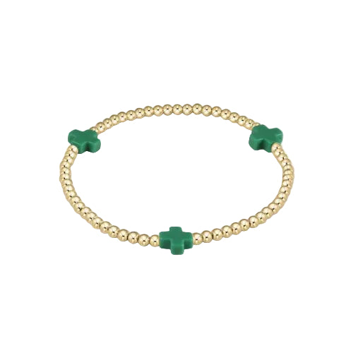 Enewton - Signature Cross Gold 3mm Bead Bracelet - Emerald - Findlay Rowe Designs