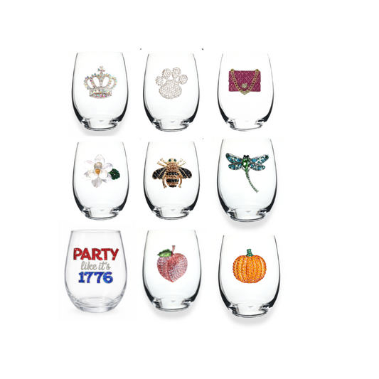 Queens Jewels - Stemless Wine - Jeweled - Findlay Rowe Designs