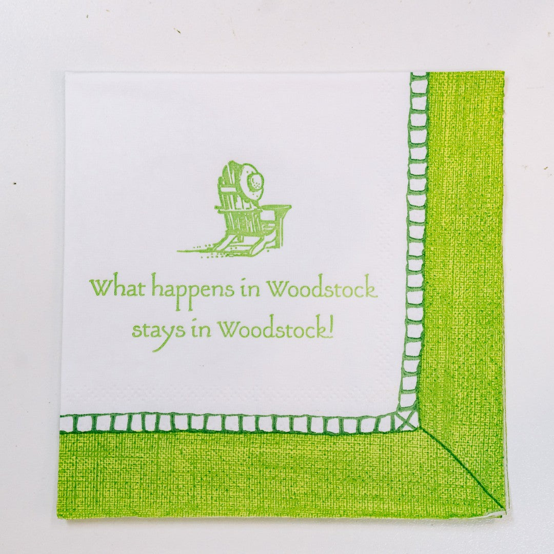 Caspari - Cocktail Napkins - Linen Border - Woodstock - Green - Findlay Rowe Designs