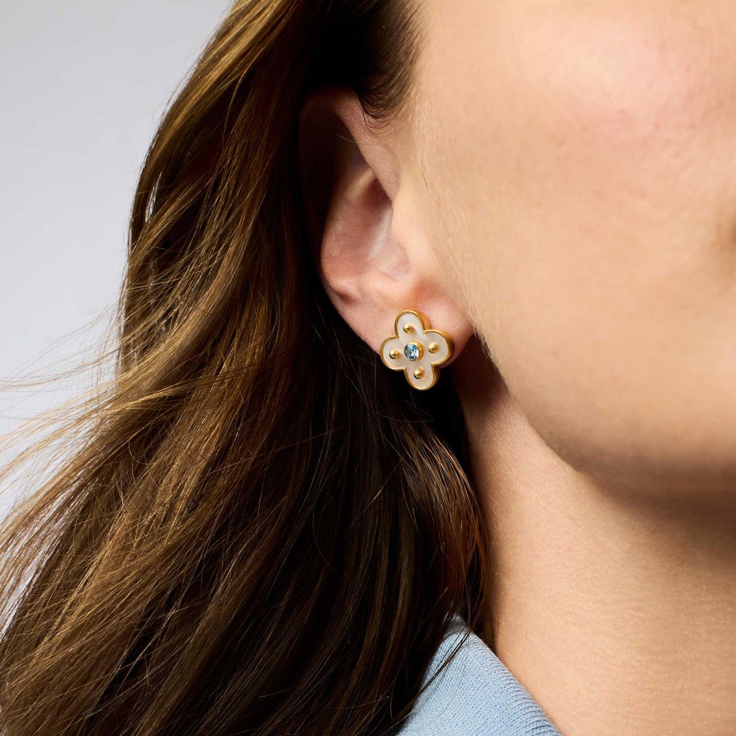 Julie Vos - Earrings - Colette Stud - Chalcedony Blue - Findlay Rowe Designs