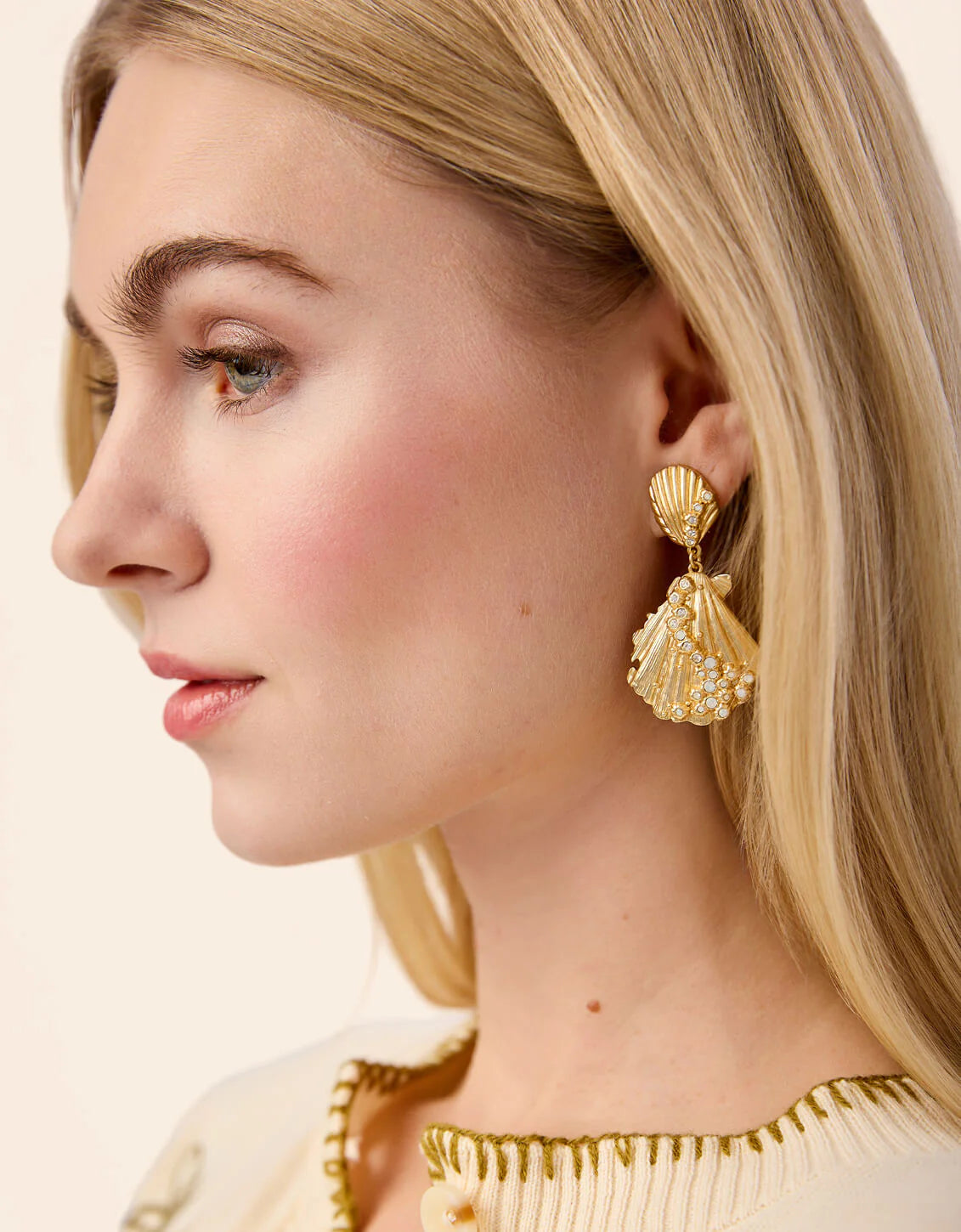 Spartina - Earring - Scallop Shell White Opal - Findlay Rowe Designs