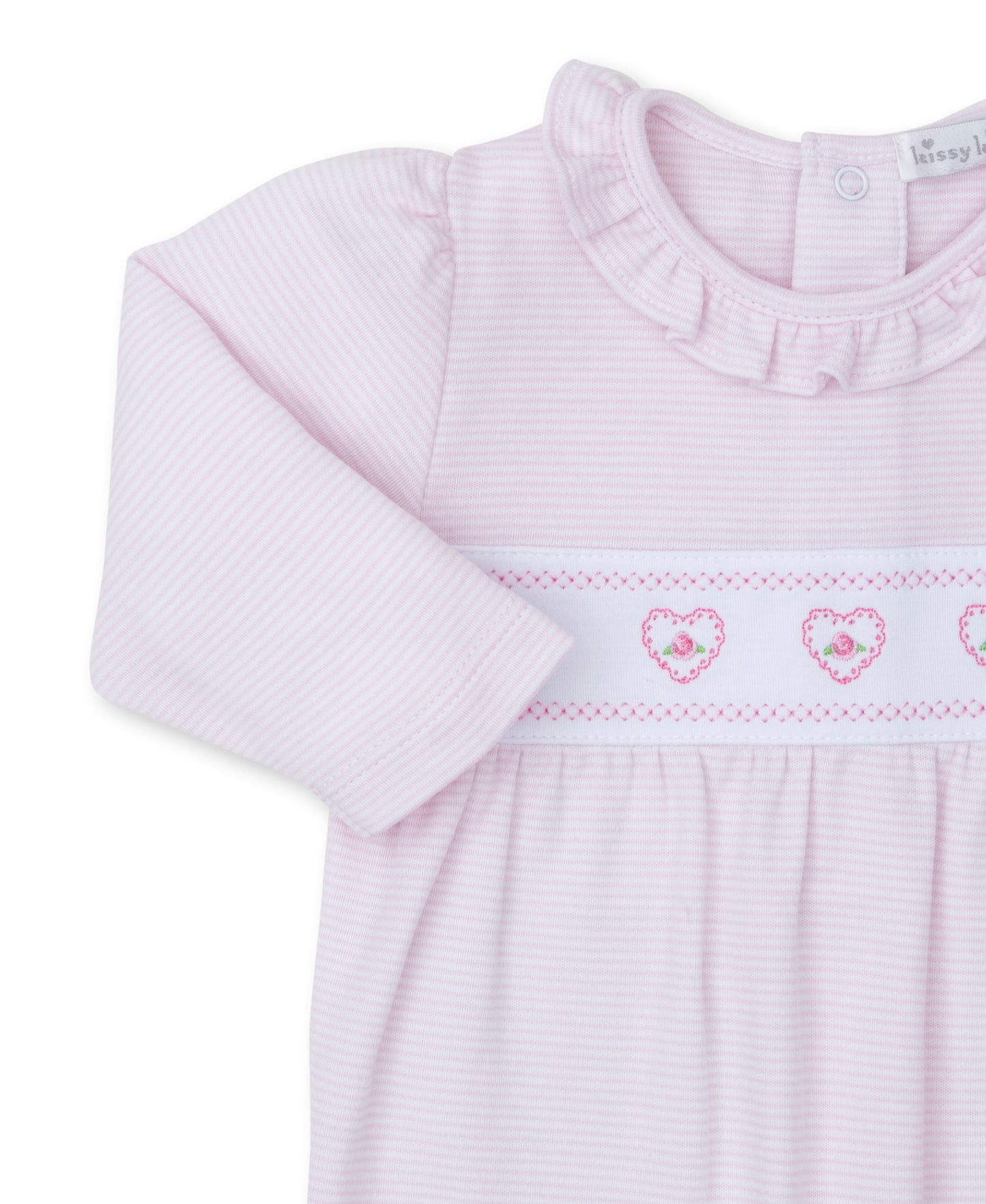 Kissy Kissy - Pink Striped Heart Footie - Findlay Rowe Designs