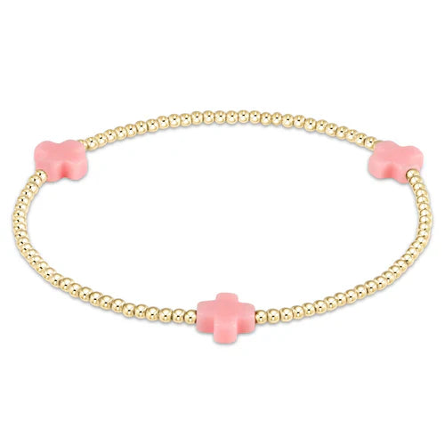 Enewton - Signature Cross Gold Pattern 2mm Bead Bracelet - Pink - Findlay Rowe Designs