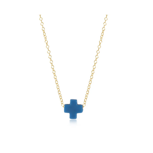 Enewton - Egirl 14 inch Necklace Gold - Signature Cross Cobalt