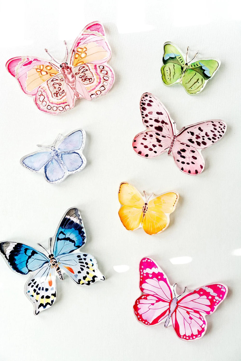 Catherine Cartie - Acrylic Art Block - Butterfly - Pink and Green - Large - Findlay Rowe Designs