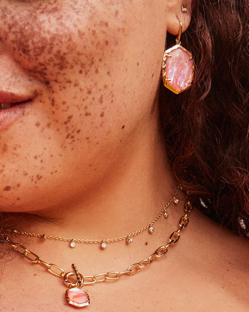 Kendra Scott - Daphne Gold Drop Earrings - Light Pink Iridescent Abalone - Findlay Rowe Designs