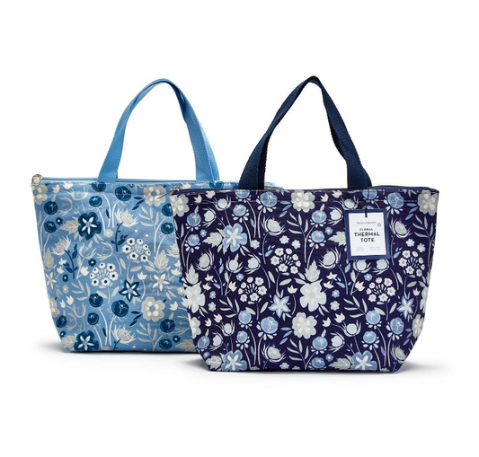 Two’s Company - Blue Floral Thermal Lunch Tote Bag - Findlay Rowe Designs