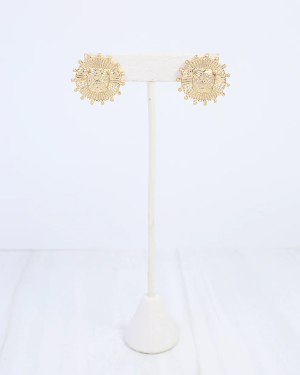 Caroline Hill - Earring - Carmen Coin Stud - Dog Face Worn Gold - Findlay Rowe Designs