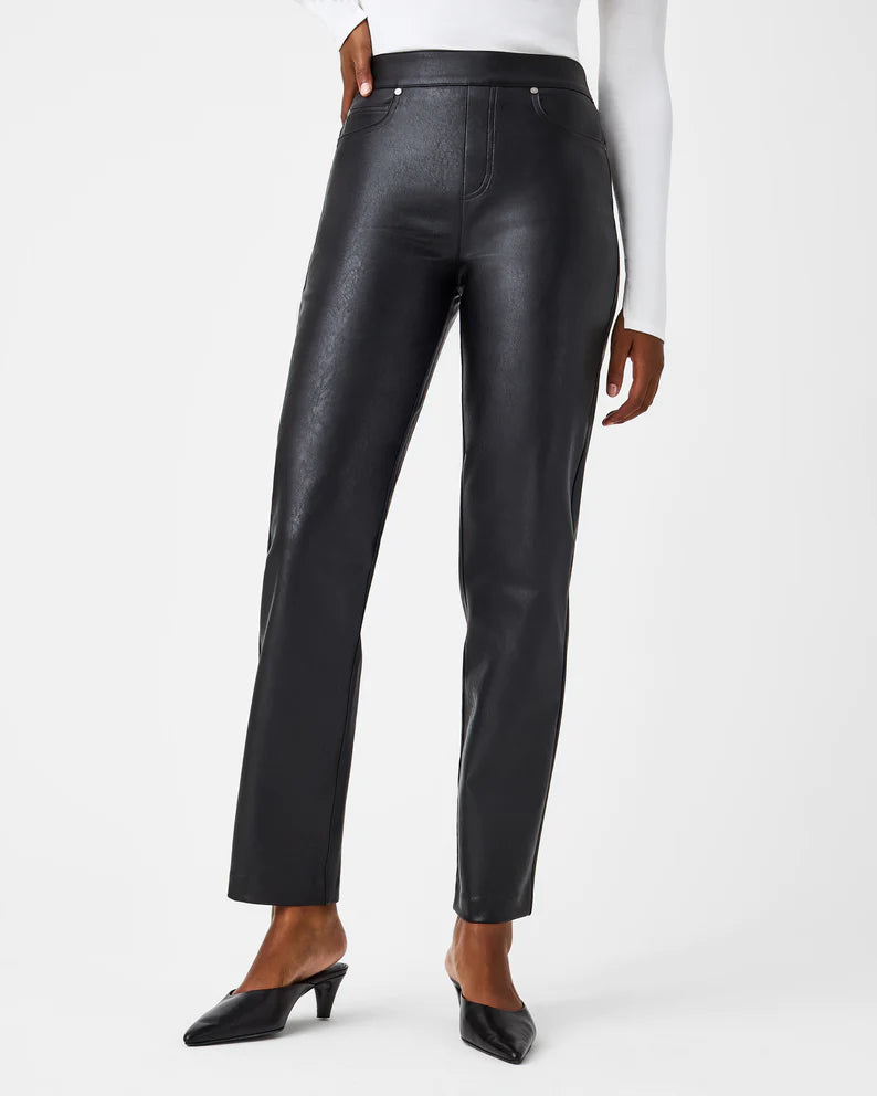 Spanx - Leather-Like Straight Leg Pant in Luxe Black - Findlay Rowe Designs