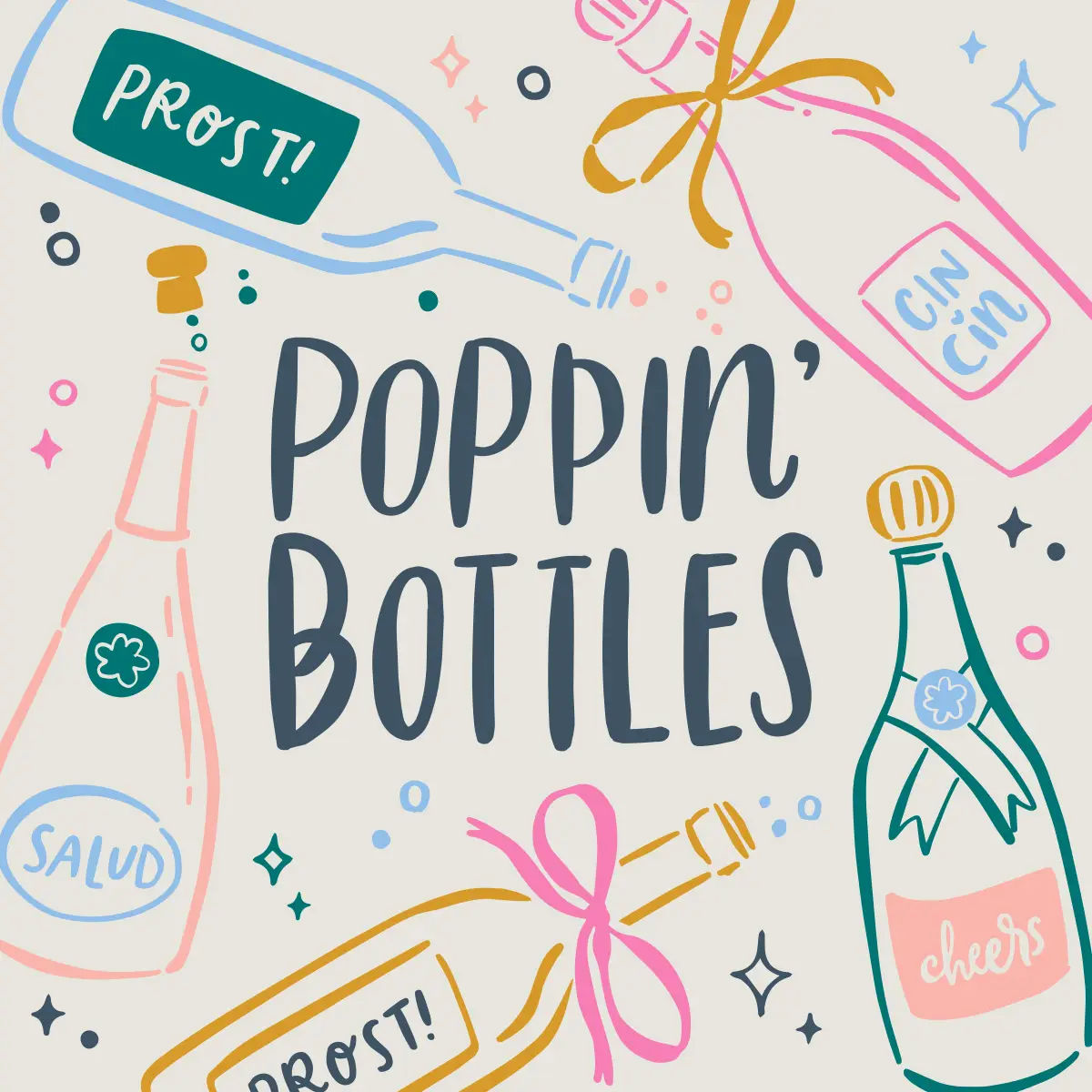 Napkin - Cocktail - Poppin Bottles - Findlay Rowe Designs