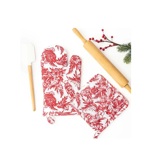 Oven Mitt Set of 2 - Nutcracker Toile