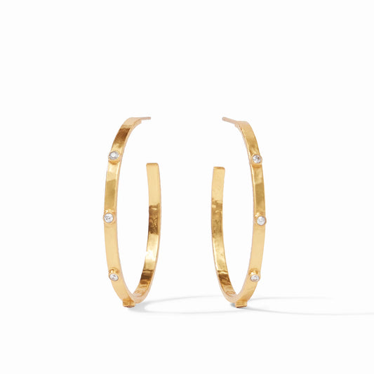 Julie Vos - Crescent Stone Hoop Earring - Mixed Metal - CZ - Large - Findlay Rowe Designs