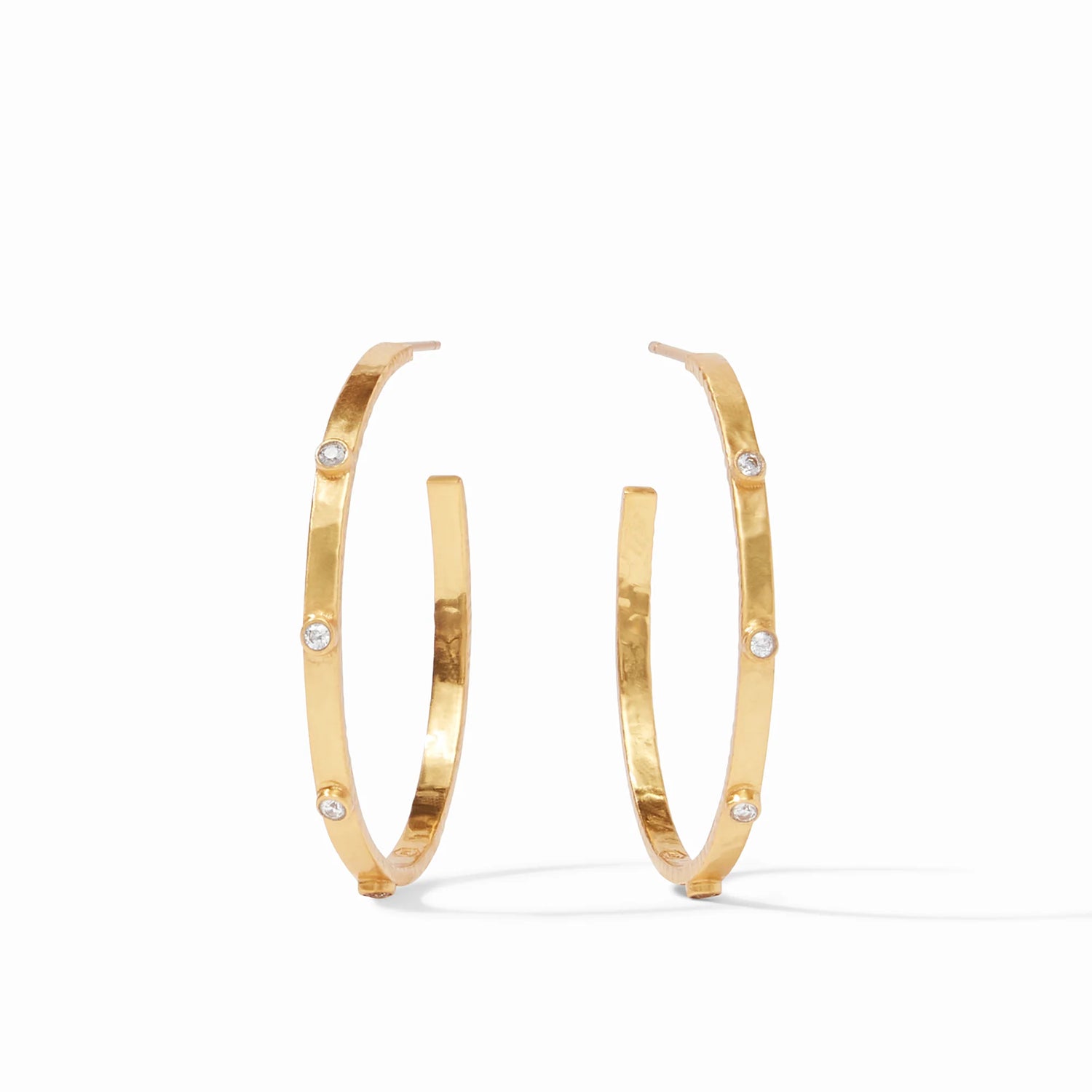 Julie Vos - Crescent Stone Hoop Earring - Mixed Metal - CZ - Large - Findlay Rowe Designs