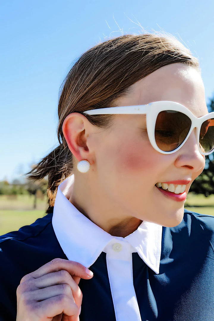 Flynn Golf Ball Stud Earrings in White - Findlay Rowe Designs