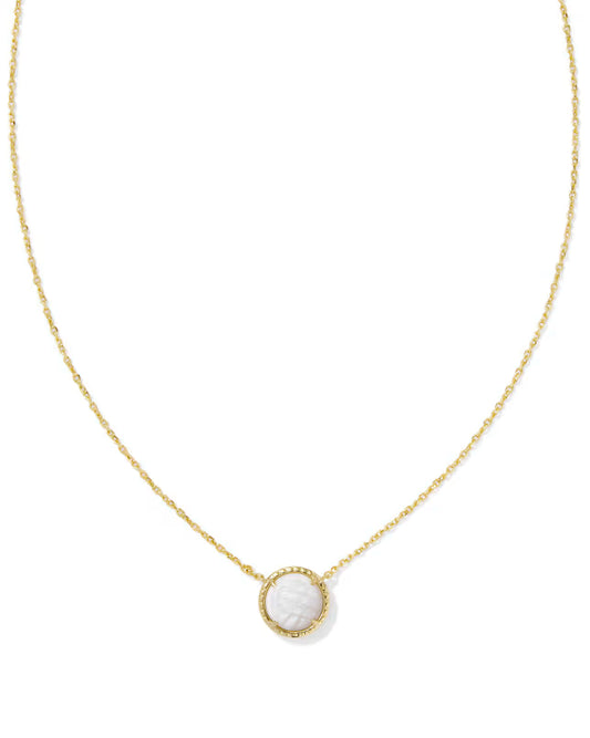 Kendra Scott - Necklace - Volleyball Gold Short Pendant - White Mother-of-Pearl