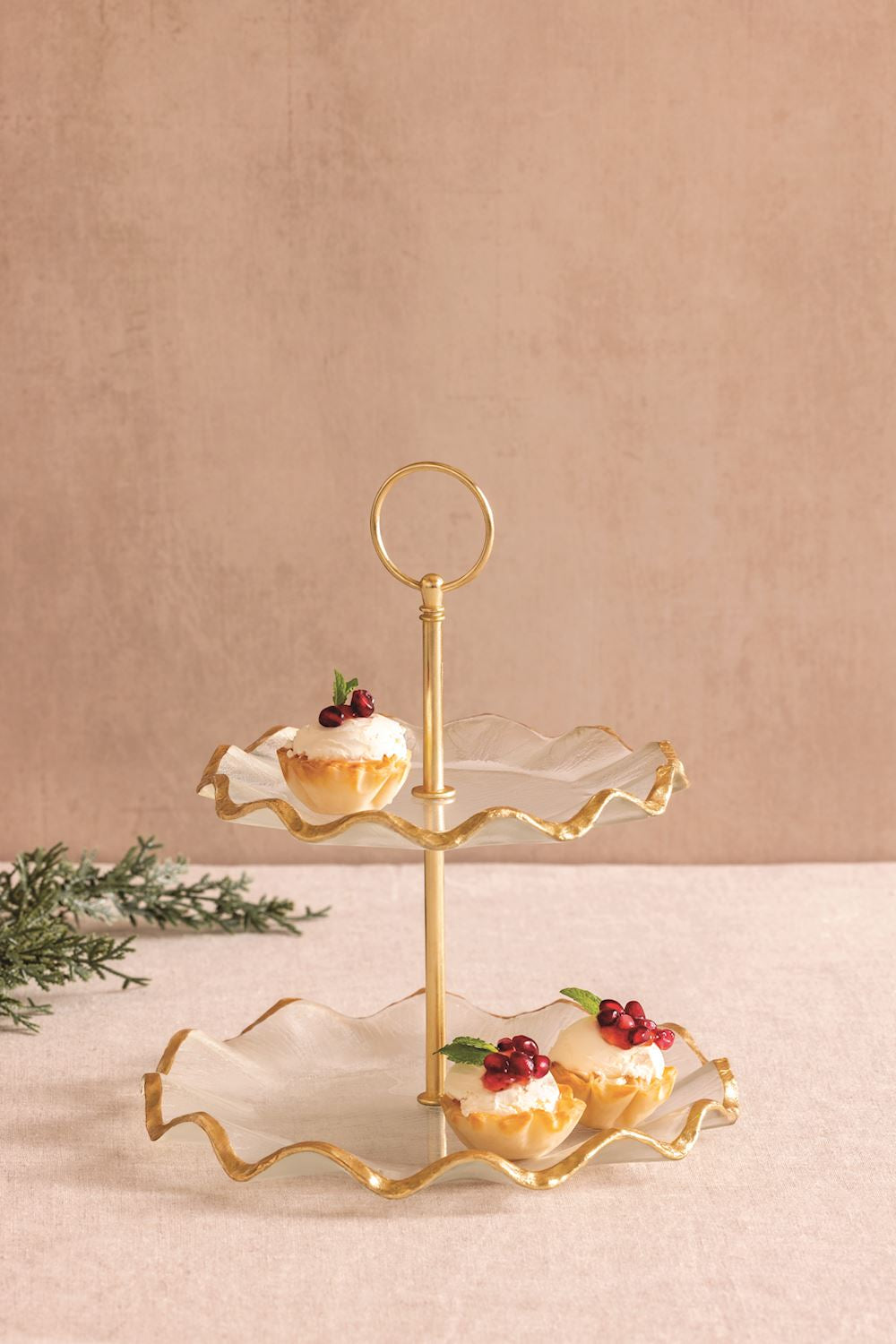 Mud Pie - Tiered Server - Glass Gold Edge - Findlay Rowe Designs