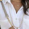 Natalie Wood -Adorned Pearl Beaded Necklace in Gold