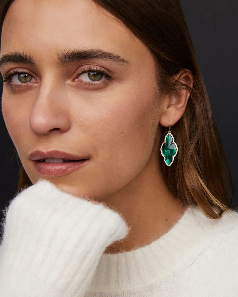 Kendra Scott - Earrings - Abbie Gold Pave Frame Drop - Green Illusion - Findlay Rowe Designs