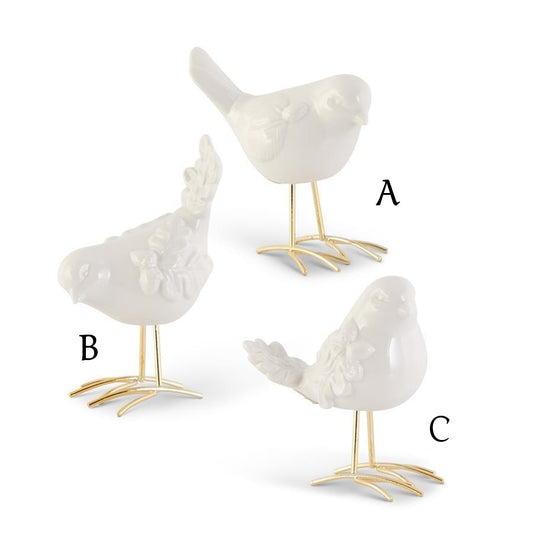 Birds White Porcelain - Gold Legs