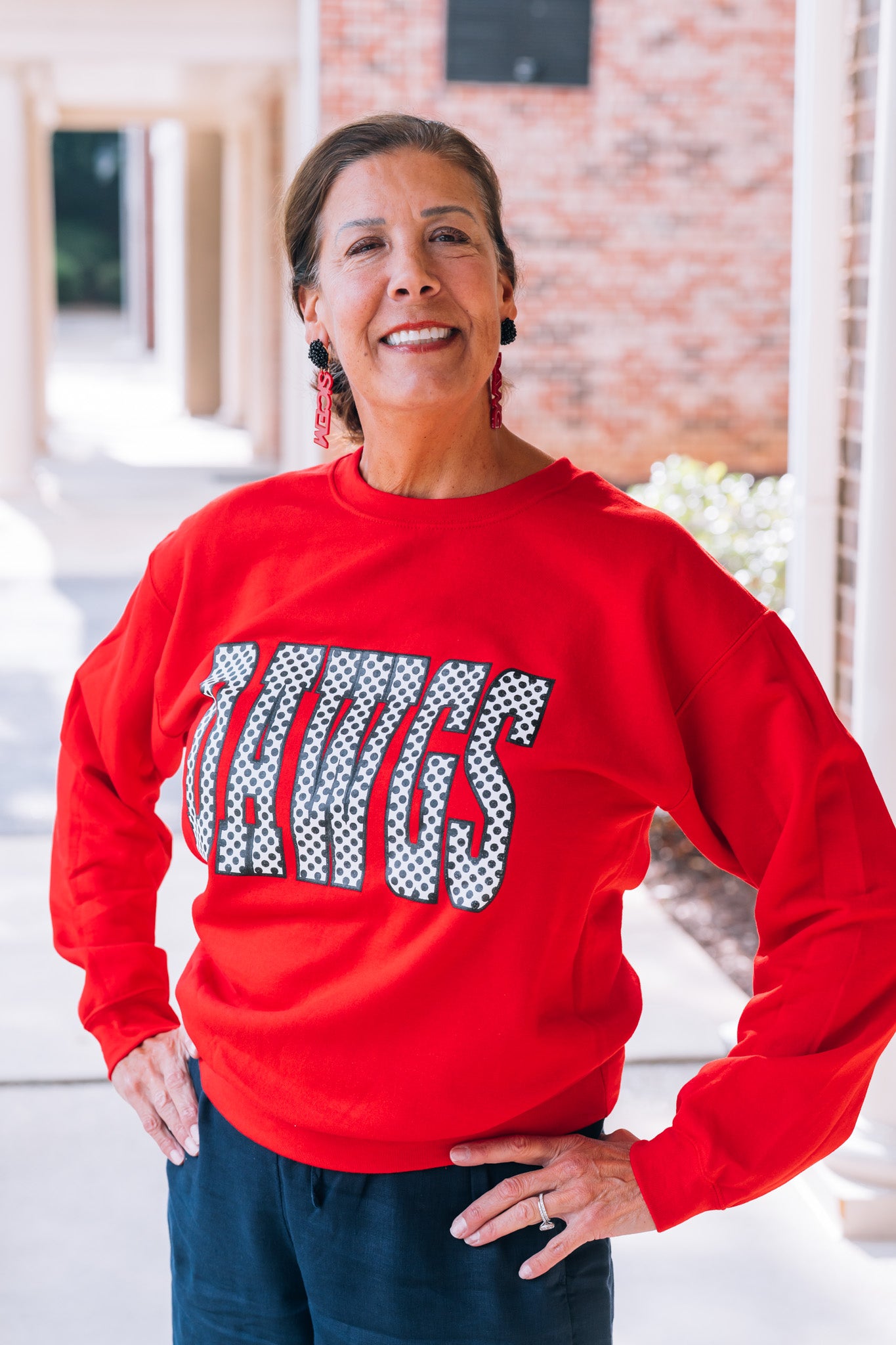 Sweatshirt - Dawgs - Red with Dots - Findlay Rowe Designs