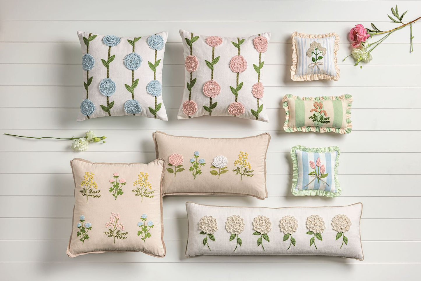 Mud Pie - Pillow - Long - Hydrangea White - Findlay Rowe Designs