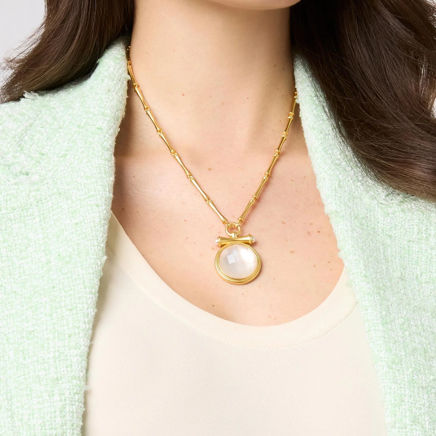 Julie Vos - Necklace - Bamboo Statement - Iridescent Bahamian Blue - Findlay Rowe Designs