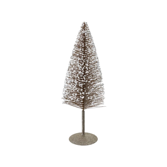Bottle Brush Tree 10in - Gold & White