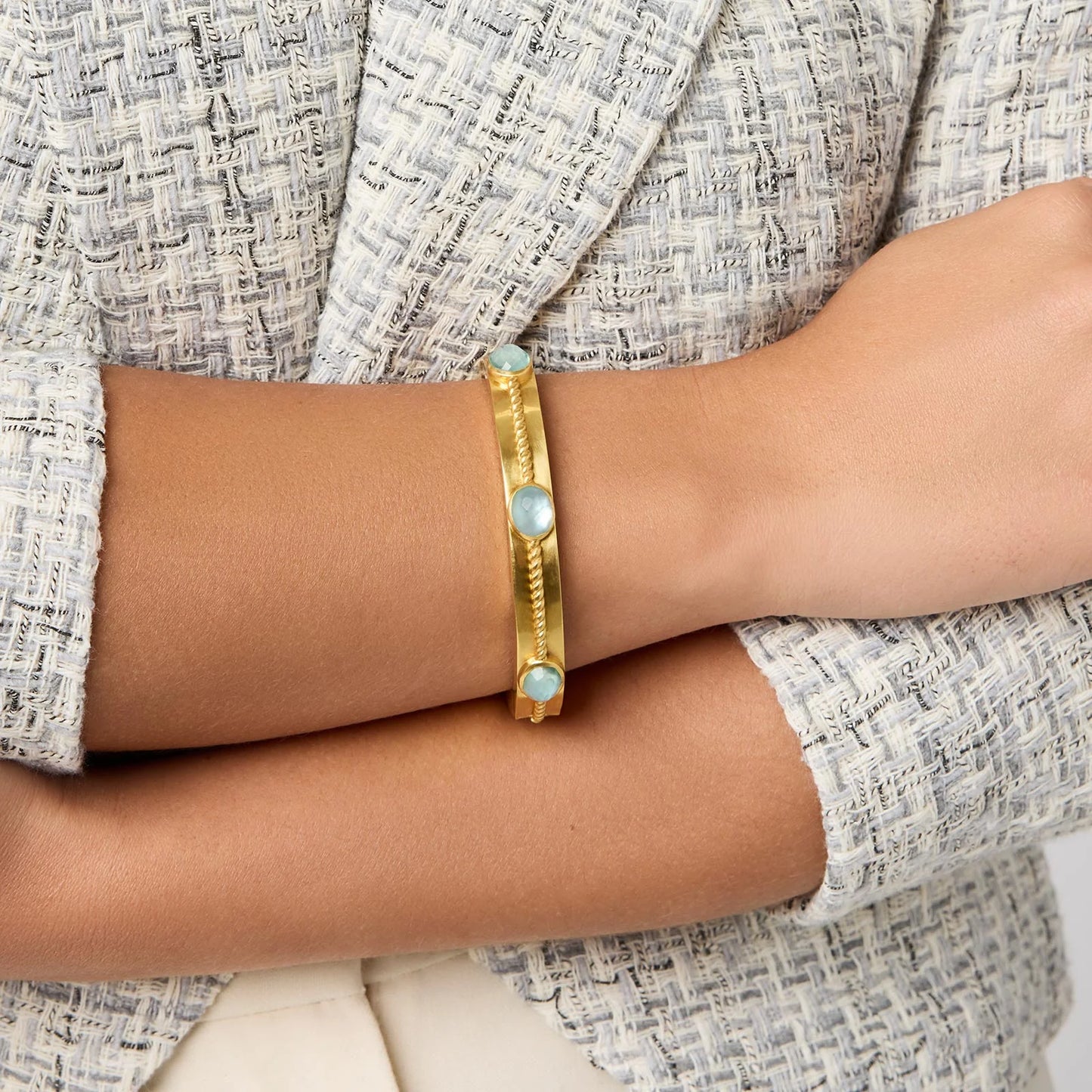Julie Vos - Hinge Bangle - Nassau Stone - Pearl - Findlay Rowe Designs