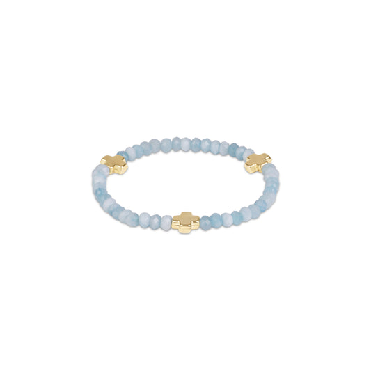 Enewton - Extends -Signature Cross Gold 4mm Gemstone Bracelet - Aquamarine - Findlay Rowe Designs