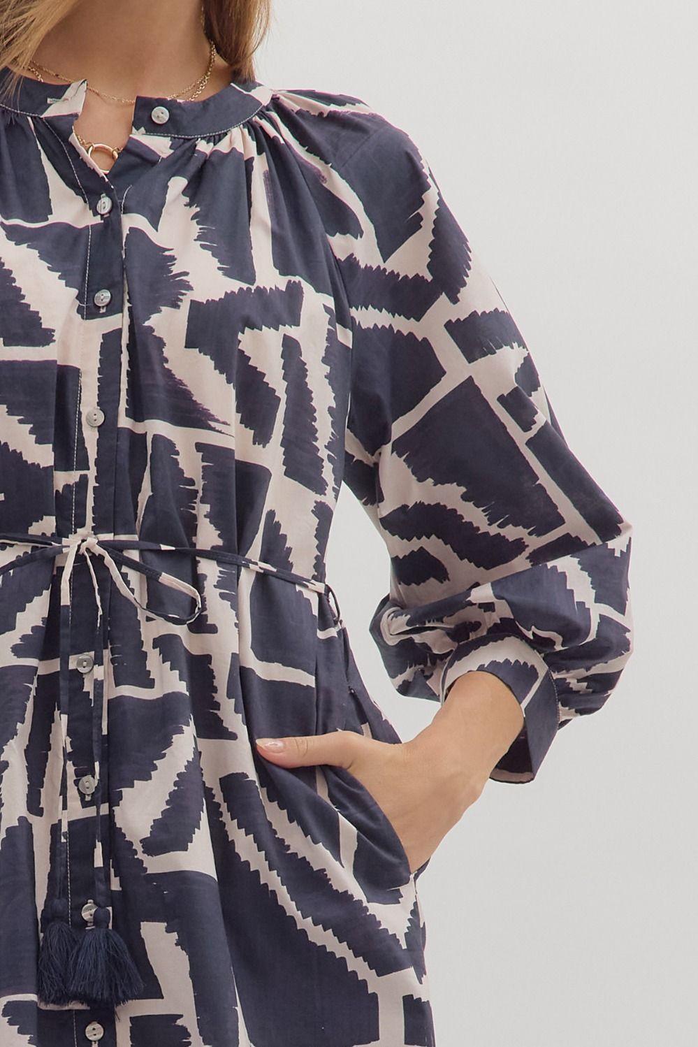 Entro - Dress - Midi Geometric Print