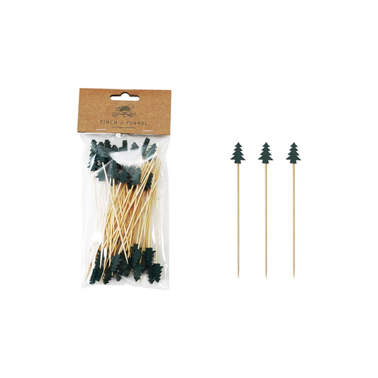 Single Use Skewers - Green Tree Shaped Handles
