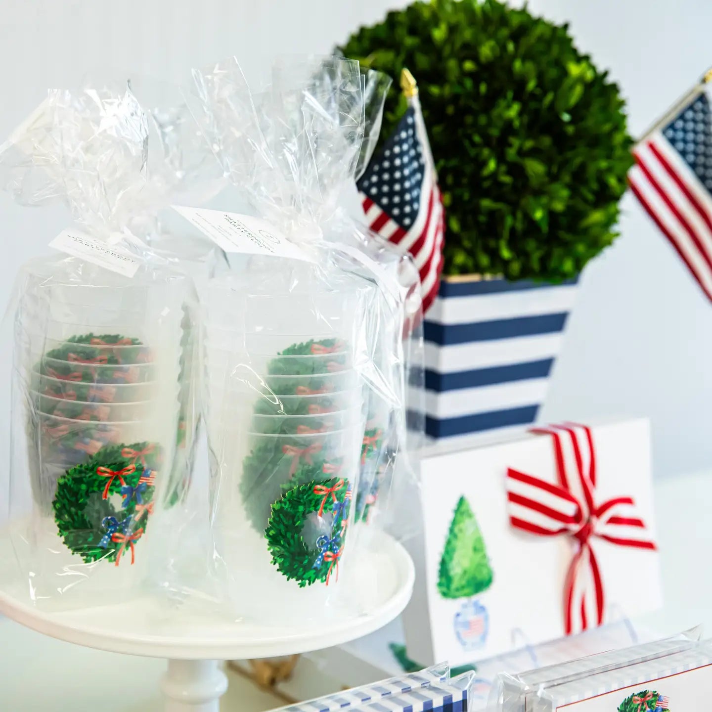 Frosted Party Cups - Patriotic Wreath - Findlay Rowe Designs