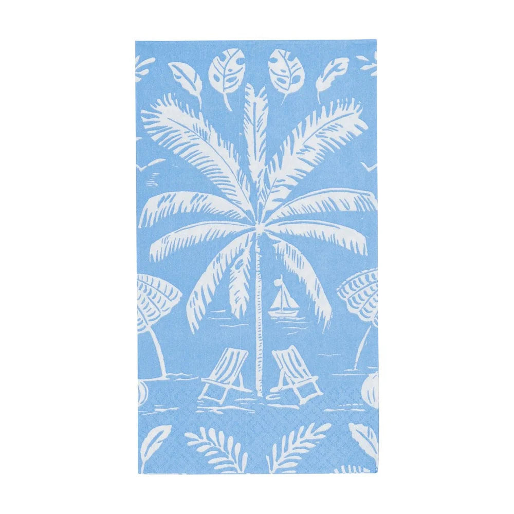 Caspari - Guest Towel Napkins - Palms And Parasols Ocean - Findlay Rowe Designs