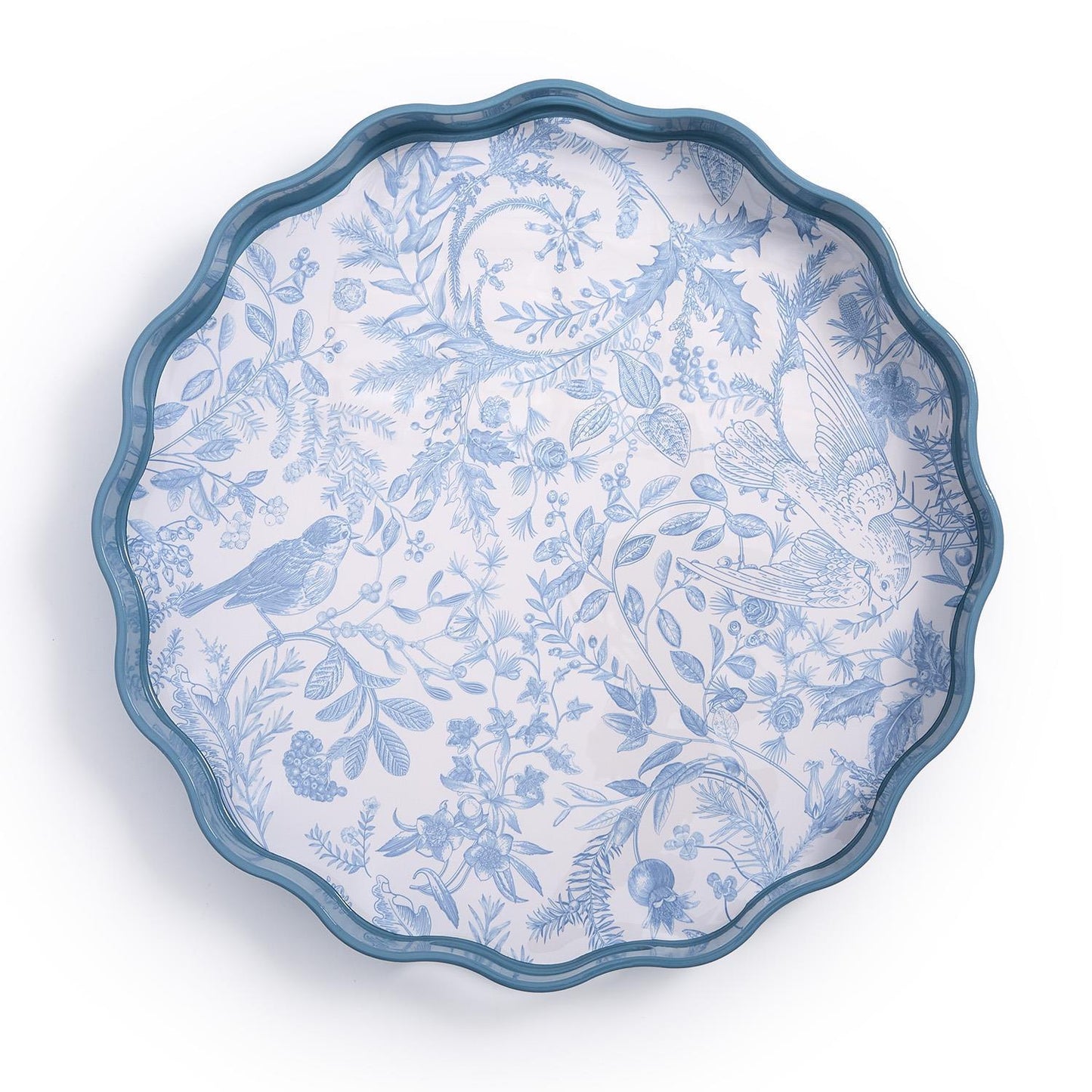 Scalloped Lacquered Tray - Gilded Cottage - French Blue