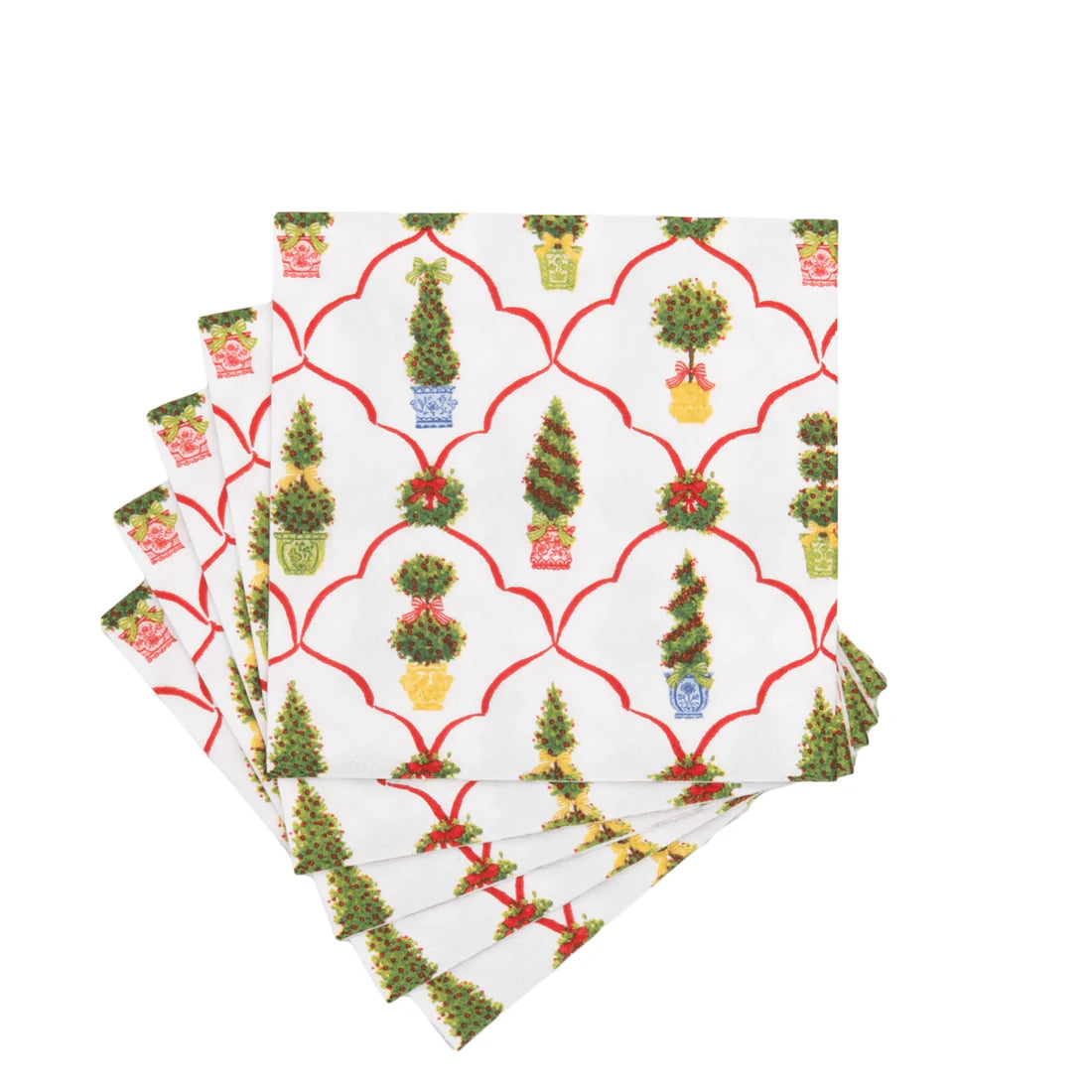 Caspari - Cocktail Napkins - Petit Jardin de Noel