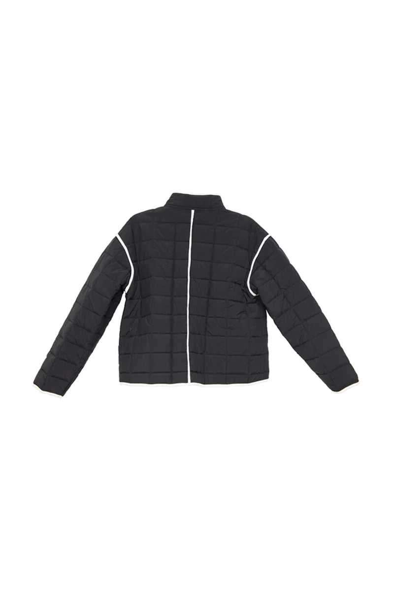 Katydid - Black Quilted Jacket - White Trim