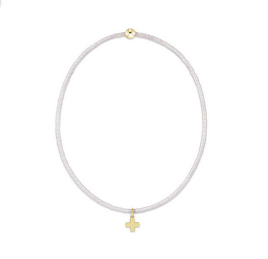 Enewton - Hope Classic Silky White Bracelet - Signature Cross Small Gold Charm - Findlay Rowe Designs