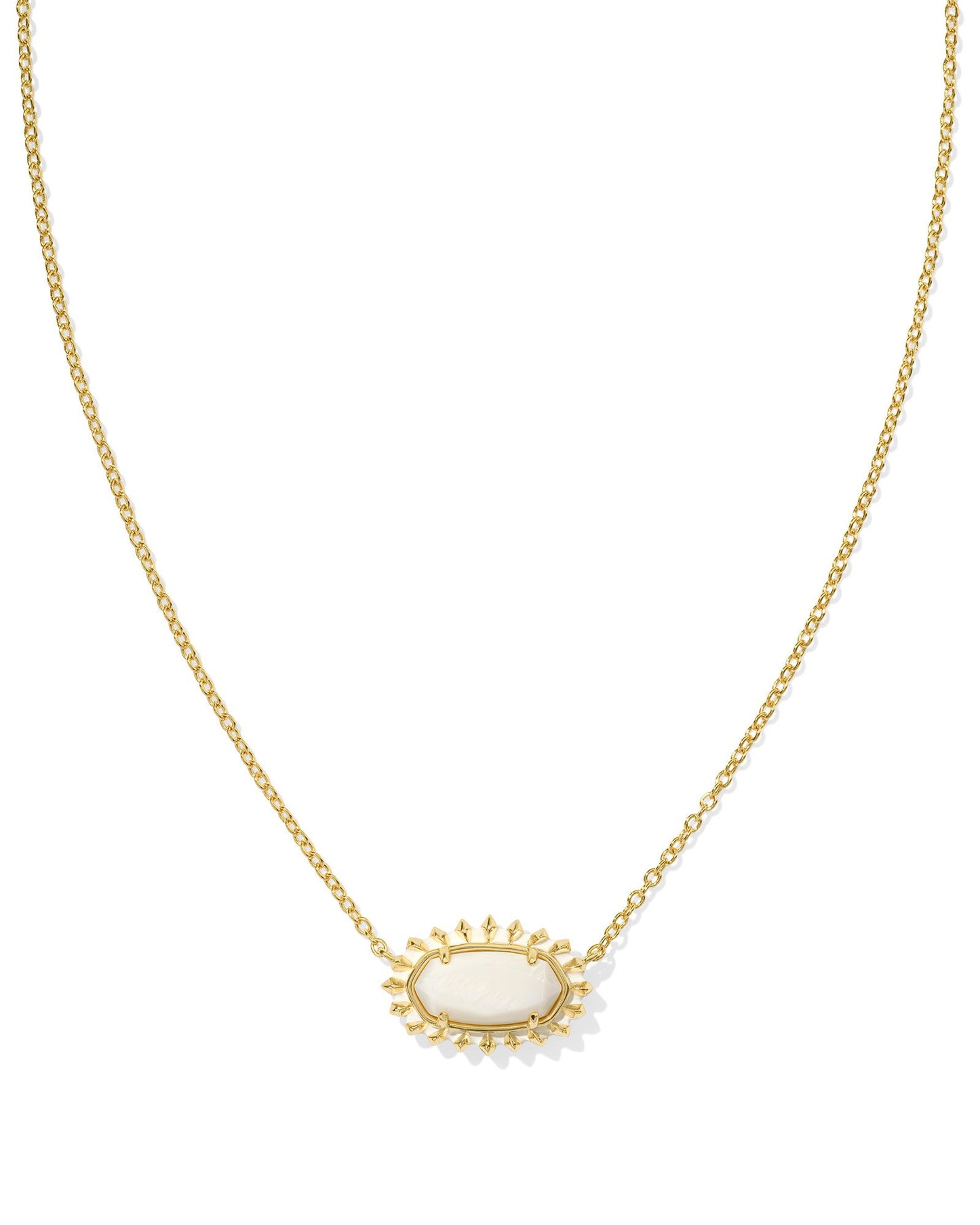 Kendra Scott - Elisa Color Burst Frame Short Pendant Necklace - Gold White Mother Of Pearl - Findlay Rowe Designs