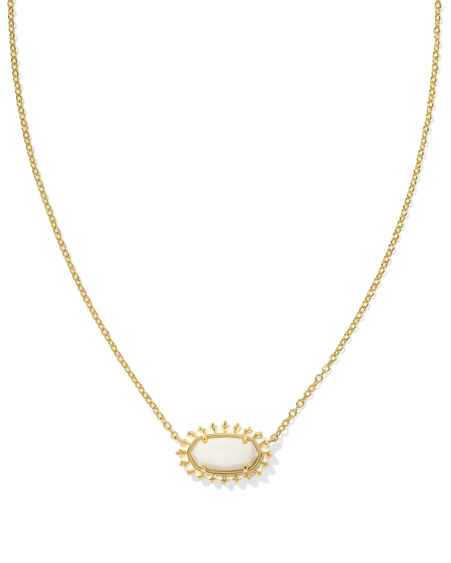 Kendra Scott - Elisa Color Burst Frame Short Pendant Necklace - Gold White Mother Of Pearl - Findlay Rowe Designs